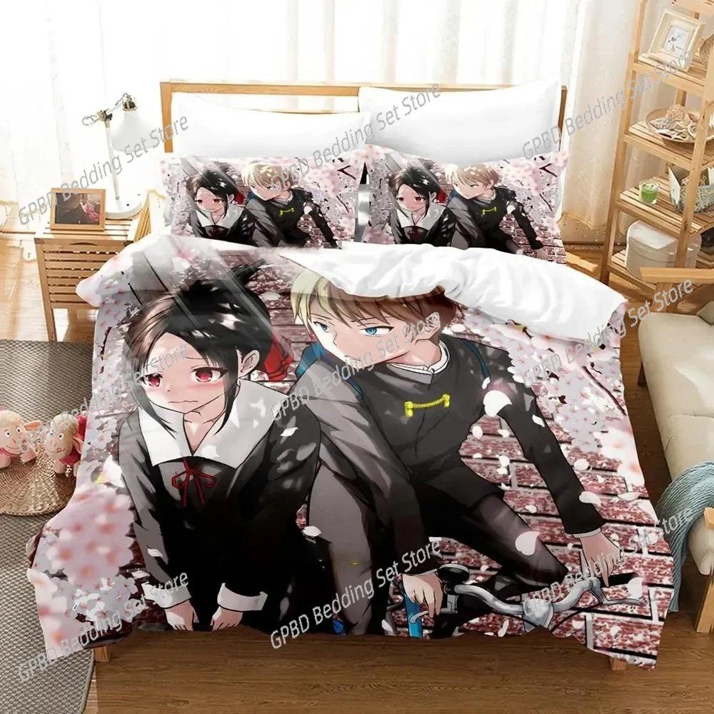 Anime Kaguya-Sama Love Is War 3D Bedding Set Duvet Cover Pillowcases Single Twin Full Queen King Size Home Decor Quilt Boys Gift