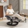 Swivel Recliner Chair with Footrest, Manual Recliner Armchair with Wooden Base, Plush Velvet Upholstered Reclining Chair for Living Room, Bedroom
