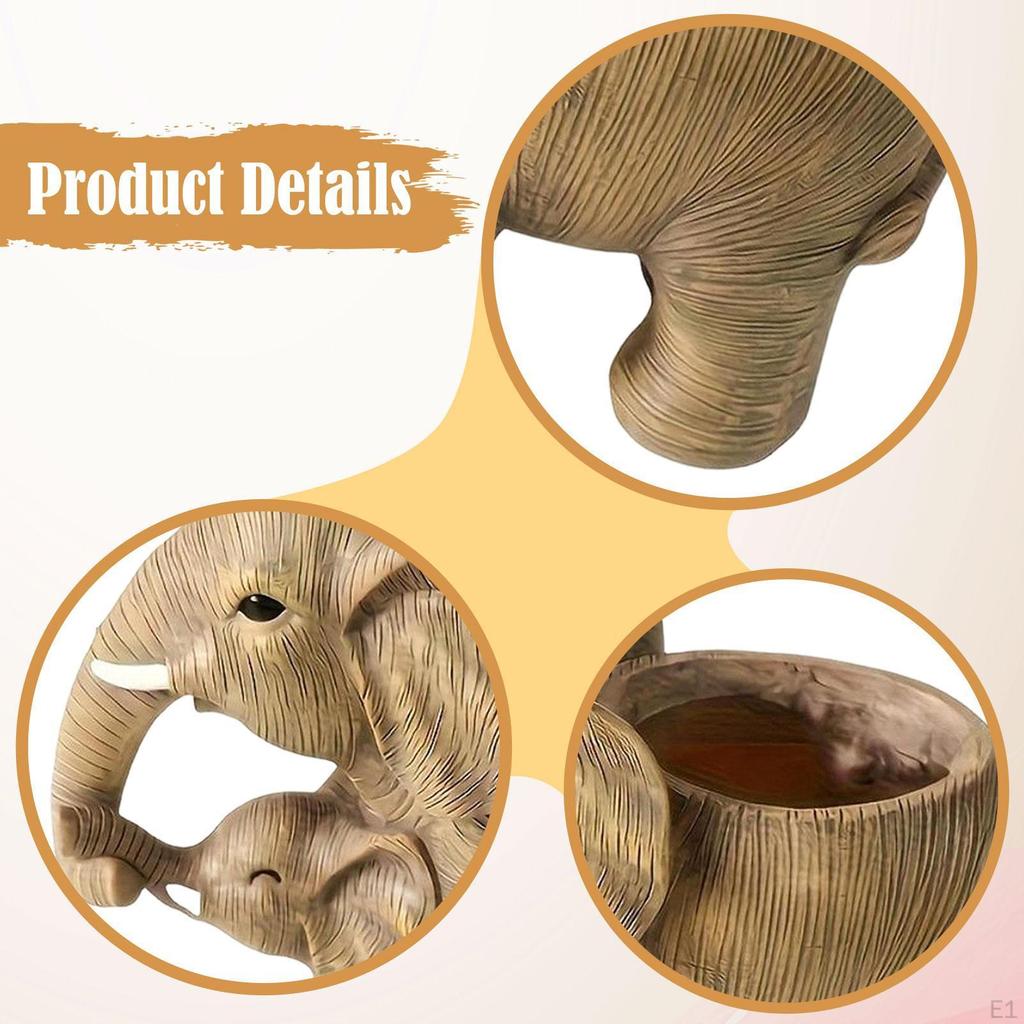 Elephant Statue Planter Plant Container Housewarming Table Centerpiece Display Miniature Vase Animal