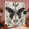 2PCS Digital Print Curtains, Gothic Moon Moth Floral, Gothic Mystic