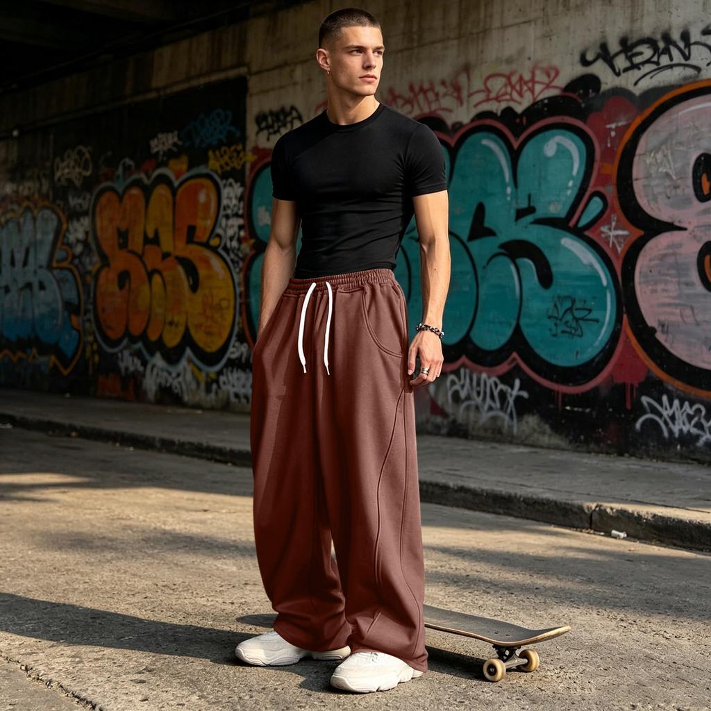 Casual Sportieve Joggingbroek voor Heren met Zakken en Elastische Tailleband, Volledige Lengte Broek voor Dagelijks Gebruik