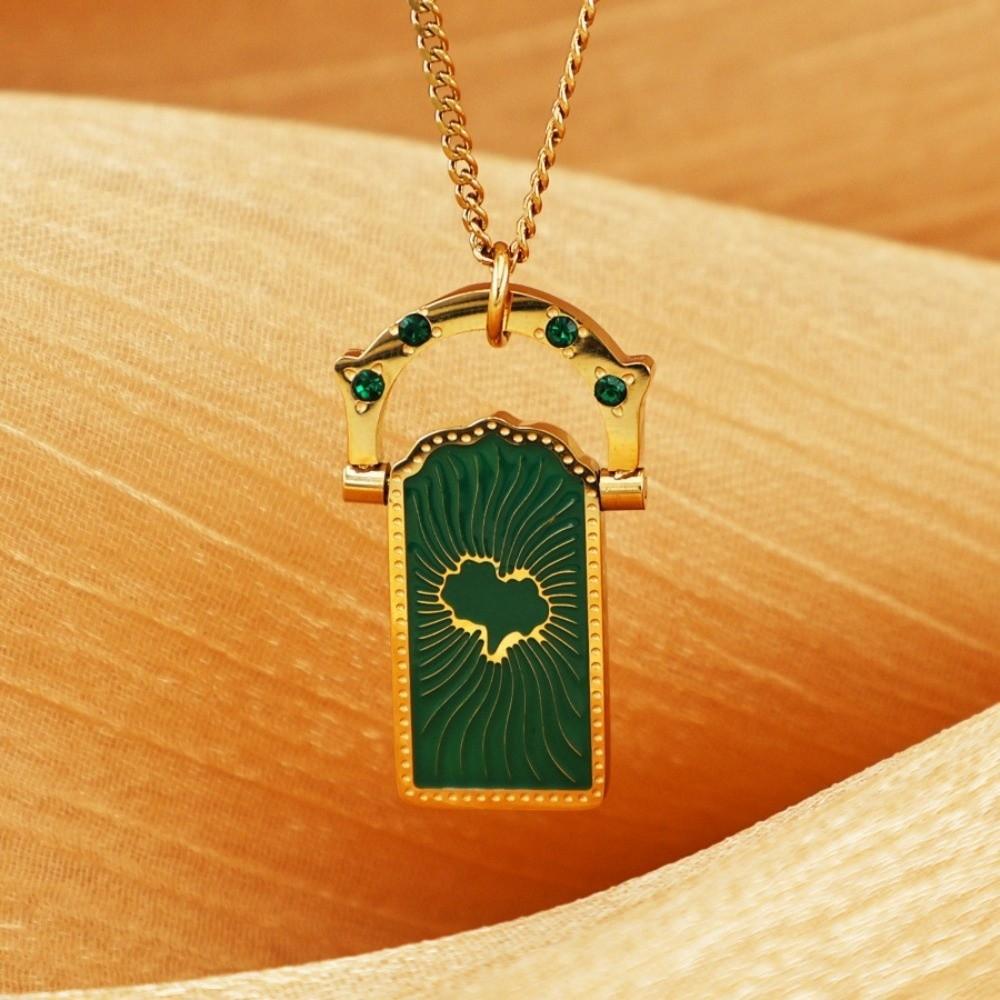 Colored Heart Card Pendant Necklace Gold-plated Y2K Neck Jewelry  For Women