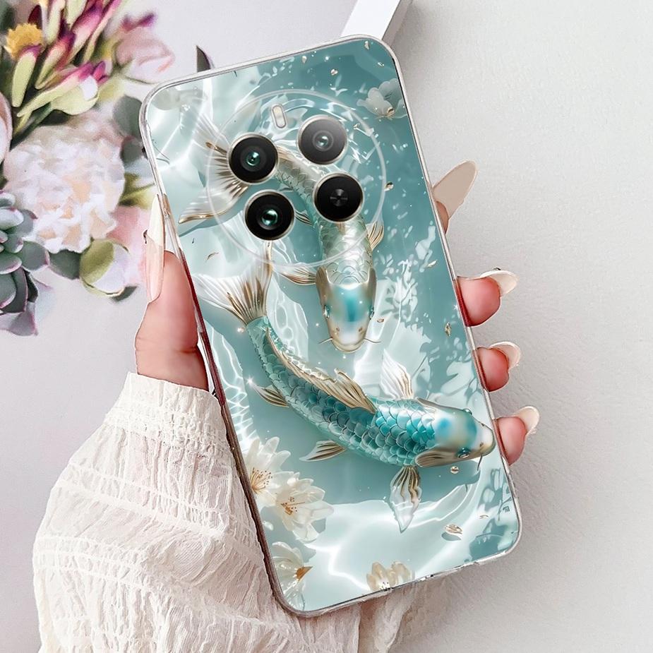 For Realme 12 Pro Plus Case RMX3840 Cute Cat Lucky Koi Painted Cover Soft Slim Phone Case For Realme 12 Plus Realme12 Pro+ Shell