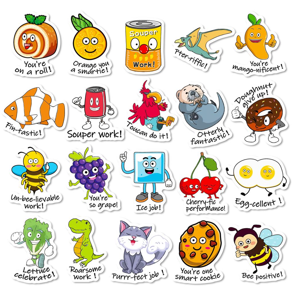 100 Pun Homophone Stickers Children's Fun Game Stickers Kindergarten English-style Cartoon Decoration