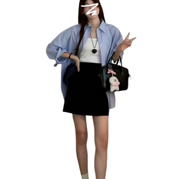 Blue Long-Sleeve Women's Layering Shirt Jacket for Early Spring 2026 - High-End Style