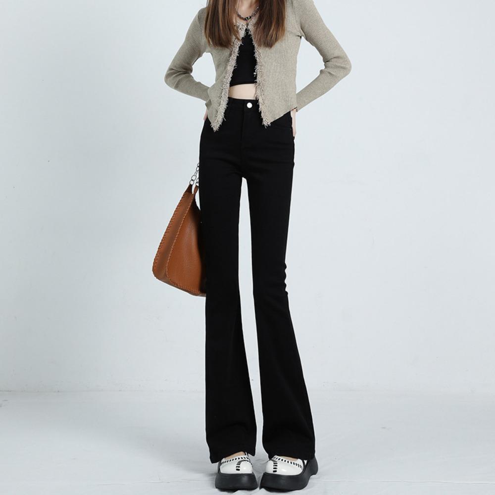 American Korean Version of Micro-pull Jeans Women's Summer Small High Waist Slim Fit and Tall Retro Jeans