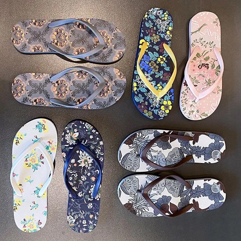 Fashion On Beach Flowers Shoes Chic Elegant Shoe Small Size Clappers 39 Slides Slip-resistant Eva Women's Slippers and Ladies Sandals