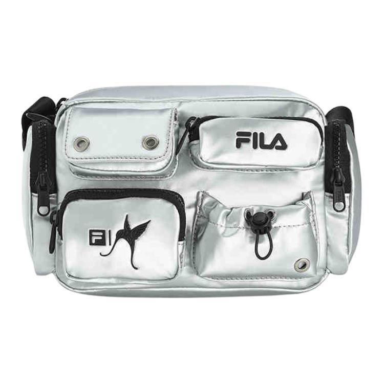 

New FILA Fabric Shoulder Bag, Crossbody Bag Extra Small Women s Metallic Silver A13W446161FSV 21.1*9.9*15.0CM