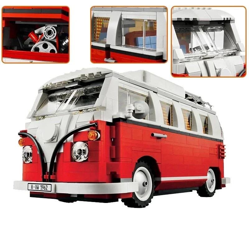 1354PCS Volkswagen T1 Camper Bricks Van Car Bluding Blocks High Techc Ideas Bus Compatible Technical 10220 Toy Kid Gift