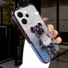 For OPPO Reno 15 Pro 15F Case with Cartoon 3D Bear Stand Luxury Slim Gradient Plating Glitter Girls Stylish For OPPO Reno 15F 15 Pro Back Cover