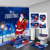 Winter Weihnachten Duschvorhang Set Niedlicher Blauer Schneemann Xmas Geschenk Wald Zeder Schnee Neujahr Badezimmer Deko Duschvorleger Toilettenbezug