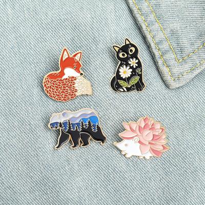 Cartoon Lapel Brooch Enamel Pins Set Novelty Cute Animal Model Badges for Women Children