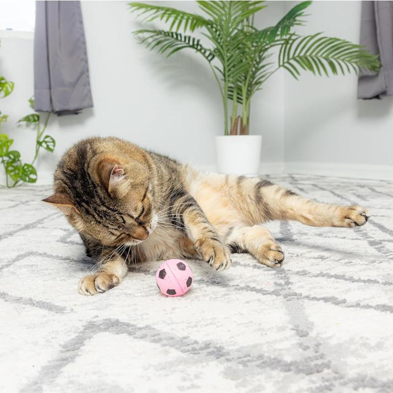 4pcs Cat Toys Balls Soft Plush Cat Soccer Balls Interactive Toy for Indoor Kitten Perfect for Batting & Swatting Cats Playing