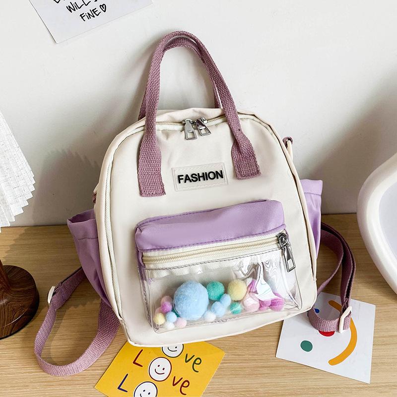 

Contrasting color fashion Korean version leisure bag 2025 summer new backpack going out this year popular make-up bag crossbody фіолетовий