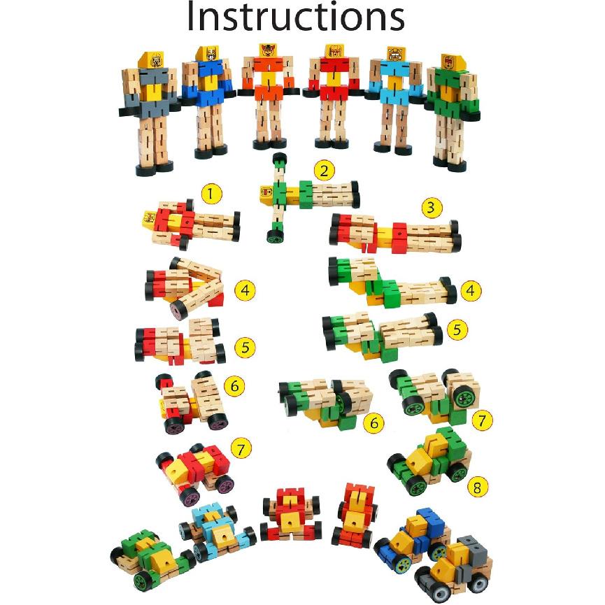 TOWO Wooden Transforming Vehicle Robot - Transfigures for Travel - Construction Building Set - Wooden Transforming Gift for 3 Year Old Boys Girls