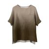 Fashionable Women's T-shirt Short Sleeved Casual Top With Pocket Gradient Print Round Neck Lightweight Shirt