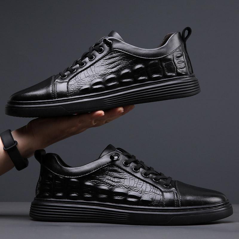 Mode Frühling Hohe Qualität Outdoor Schuhe Weiß Herren Leder Freizeitschuhe Einfache Rein Schwarze Sneaker Atmungsaktive Sneaker Luxusschuhe