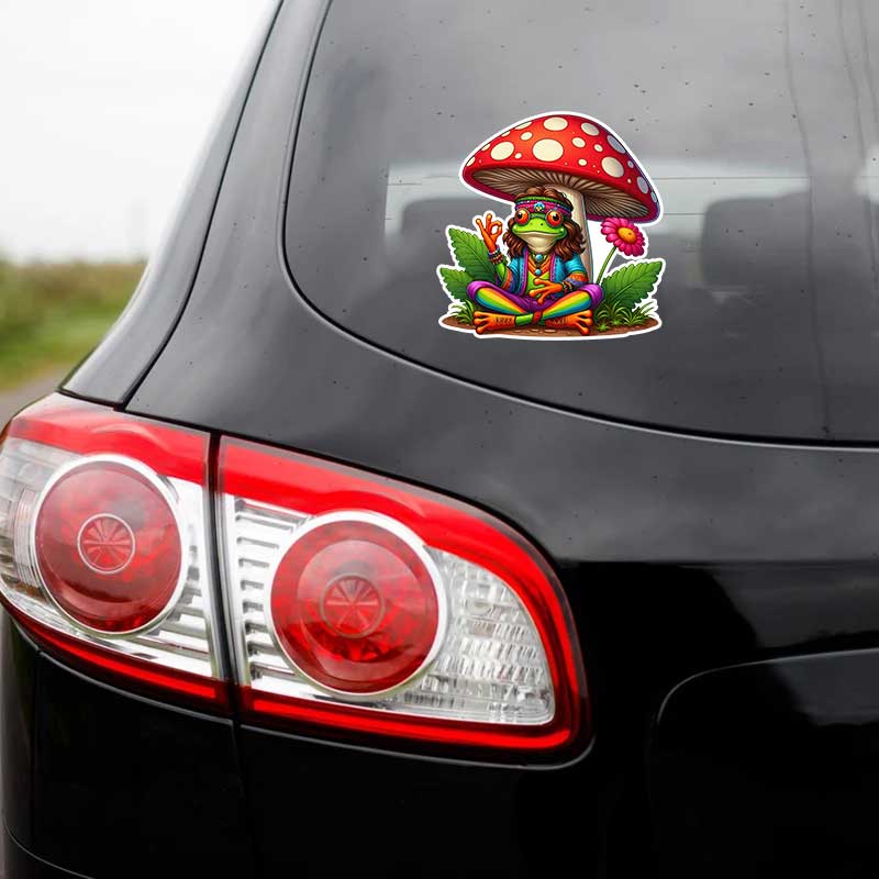 Hippie Frog Car Stickers Waterproof Vinyl Decals Auto Body Window Bumper Decor Motorcycle Helmet Stickers Y12