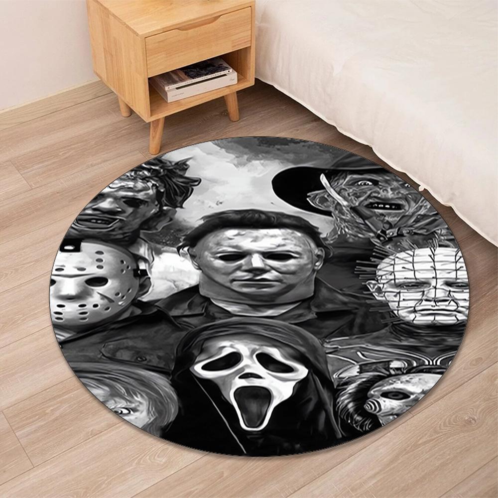 Halloween horror Printed Round Rug Carpet Chair Rug Area Rug Entryway Doormats,for Office Chair Living Room Bedroom Kitchen Room.