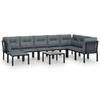 VidaXL Salon de Jardin 9 pcs, Ensemble de Meubles de Terrasse, Mobilier d'Extérieur, Chaise de Patio, Moderne, Noir et Gris 3187767