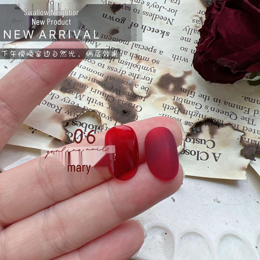 Yanling Red Series: Mary Queen Nail Art Gel - Blood, Wine, and Big Red Shades.