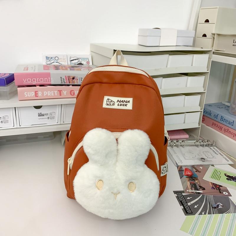 

BrandNew Small Schoolbag for Female College CampusUses Solid Color Rabbit Backpack Japanese Style Ins Style Cute Girl Cute Young Girl Backpack
