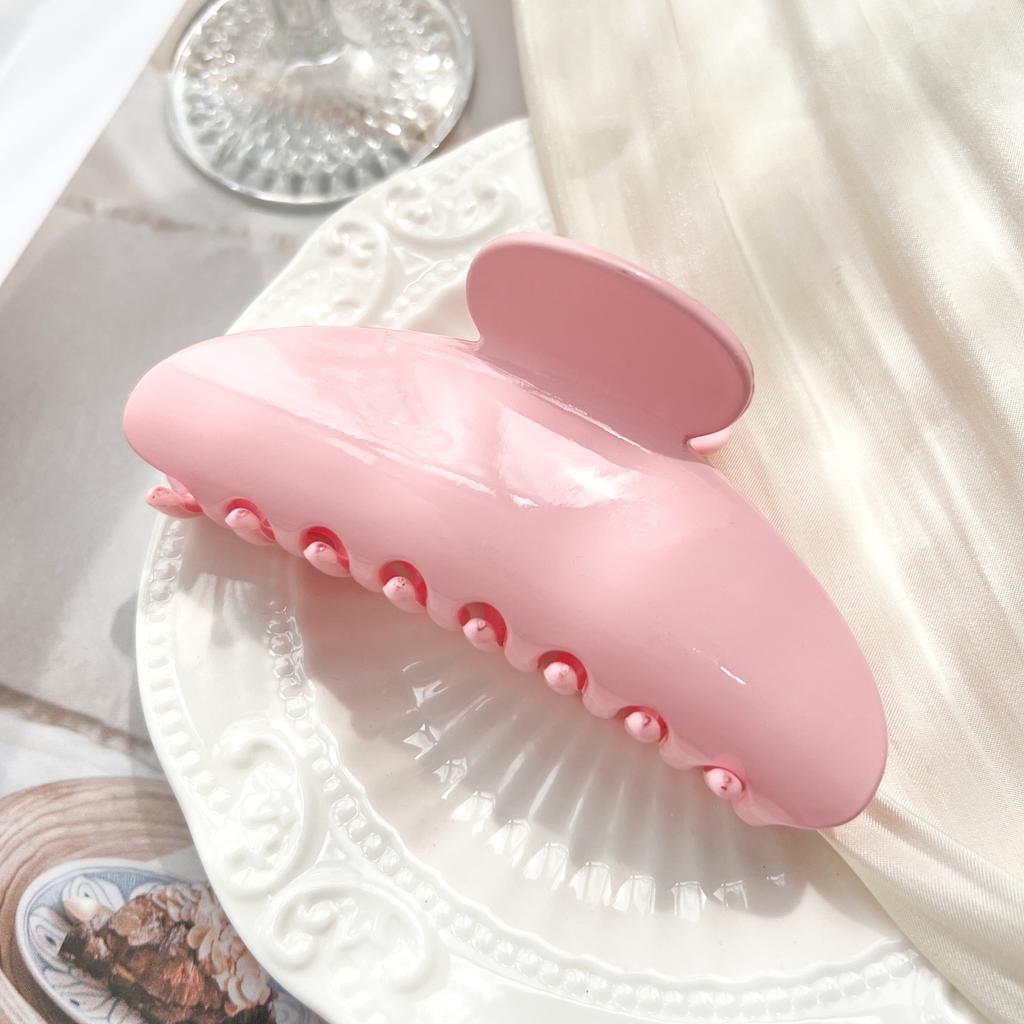 Large French Solid Color Semicircle Sweet 4.1 In Hair Claw For Womenelegant Headwear Shark Clip Barrette Hair Accessories
