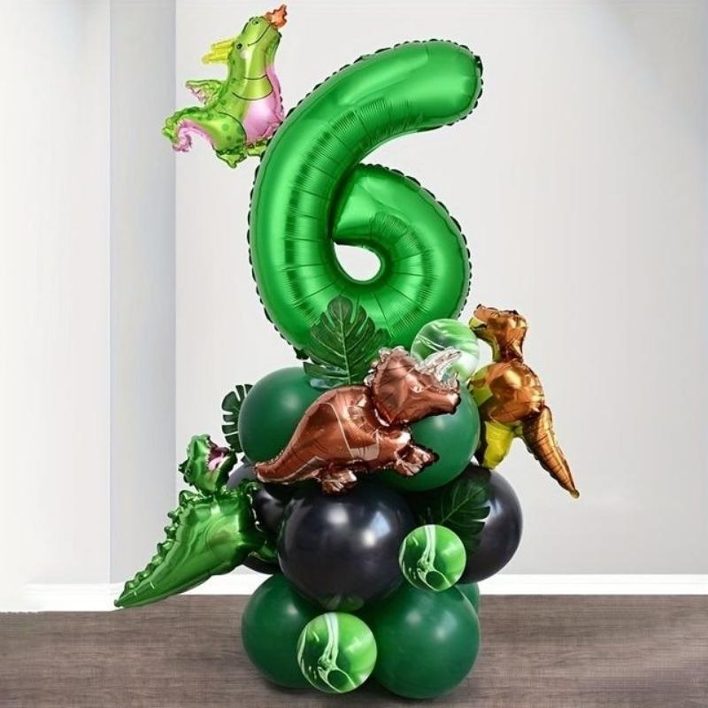 Zestaw balonów z cyframi urodzinowymi dinozaurami na imprezę dla dzieci