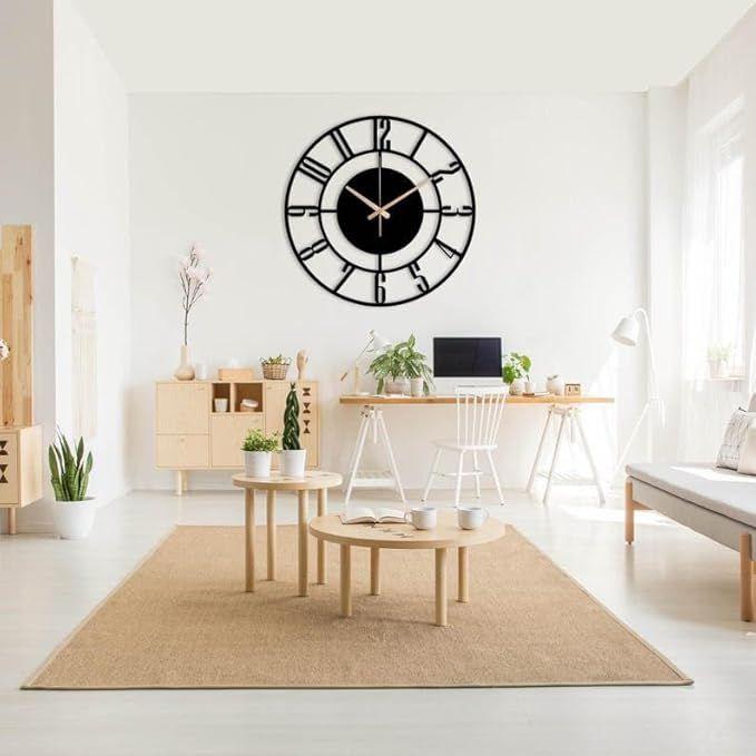 Modern Metal Wall Clock for Living Room | Antique Silent Wall Watch for Bedroom, Drawing Room, Office, Kitchen, House and Hall