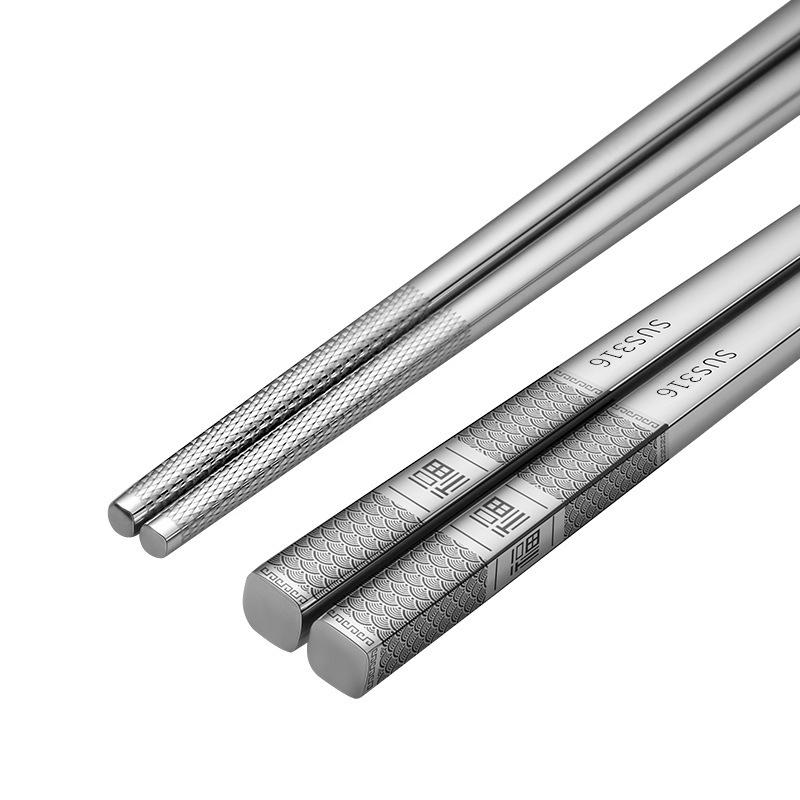 316 Stainless Steel Non-Slip Heat-Resistant Square Chopsticks