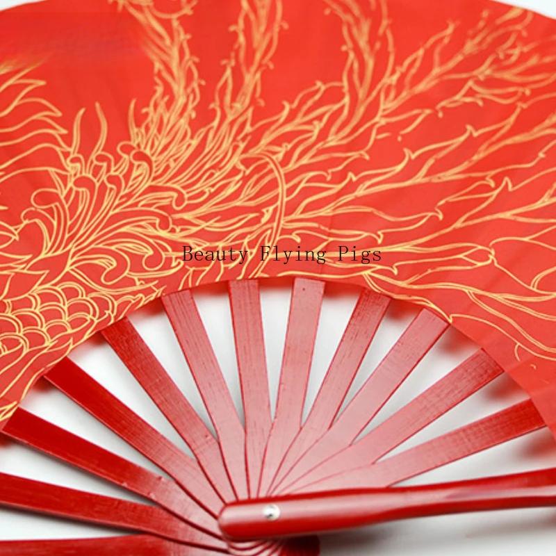 1pc Tai Chi Fan 34cm Bamboo Chinese Kung Fu Fans High Quality Martial Arts Fan Dance Performance Props Bamboo Fan Bone