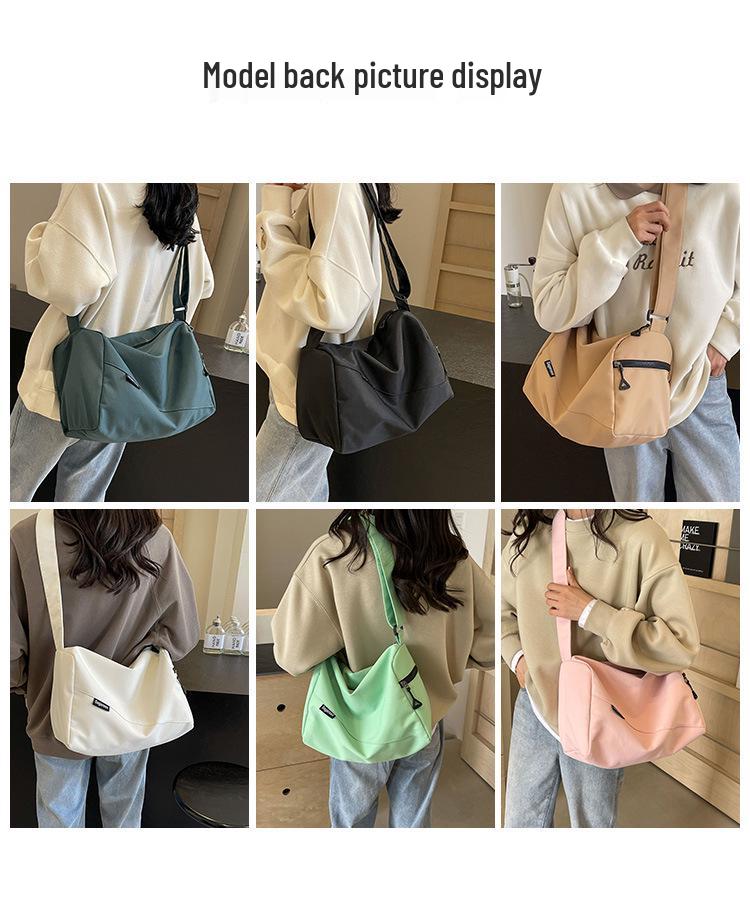 2025 Summer Versatile Solid Color Casual Shoulder Sports Bag - Lightweight Crossbody for College Students