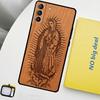 Buddha Jesus Guadalupe Wood Phone Case For Samsung Galaxy S25 Ultra S21 S22 S23 S24 Ultra S9 S10 S20 Plus S25 FE Cover