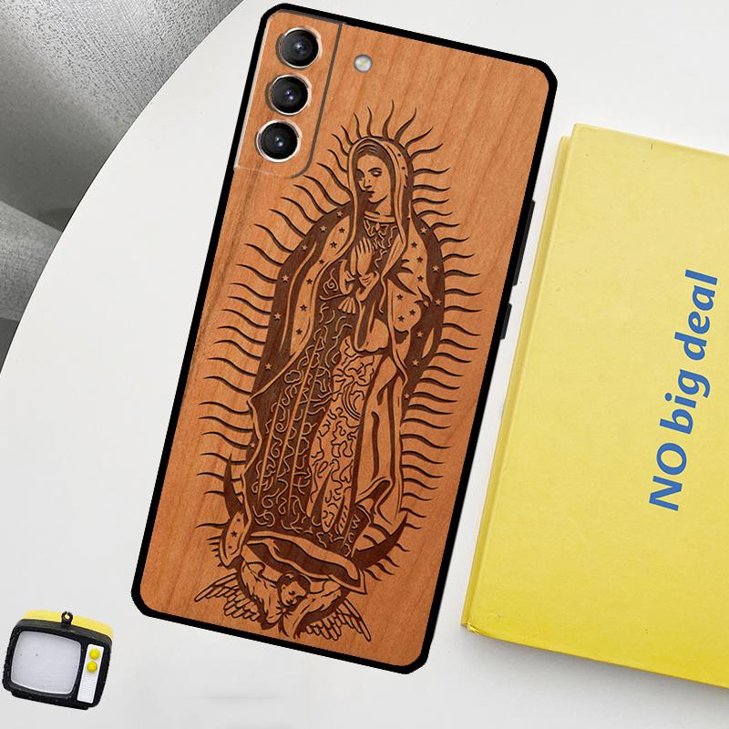 

Buddha Jesus Guadalupe Wood Phone Case For Samsung Galaxy S25 Ultra S21 S22 S23 S24 Ultra S9 S10 S20 Plus S25 FE Cover Galaxy S20 FE