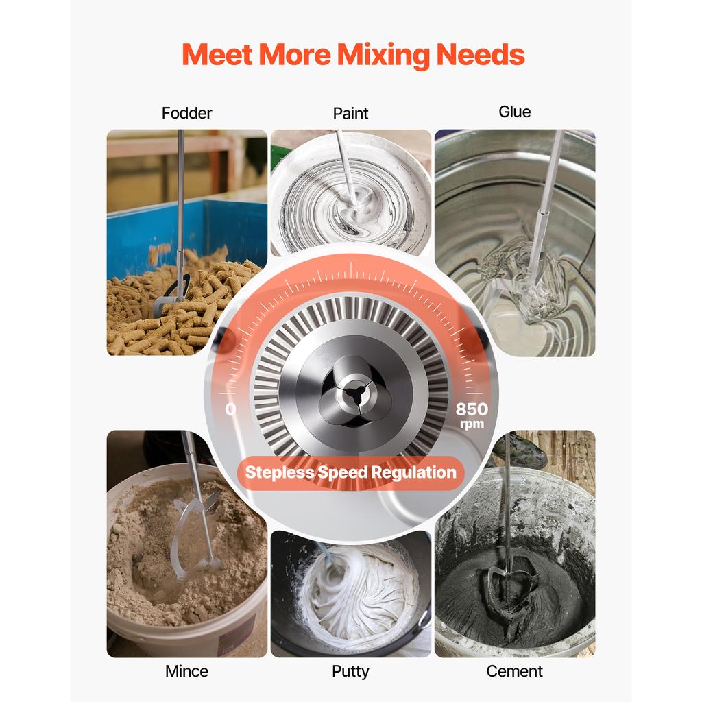 SucceBuy Drill Mixer 1/2in 5/8 In Corded Electric Drill Mixer Set Mixing Drills Machine D-Handle Handheld Cement Mixers