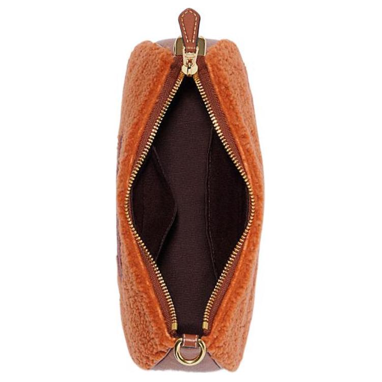 Coach Teri C Logo Plush Zipper Tote Bag Women Handbags Deep-Orange CE557-IMNOA