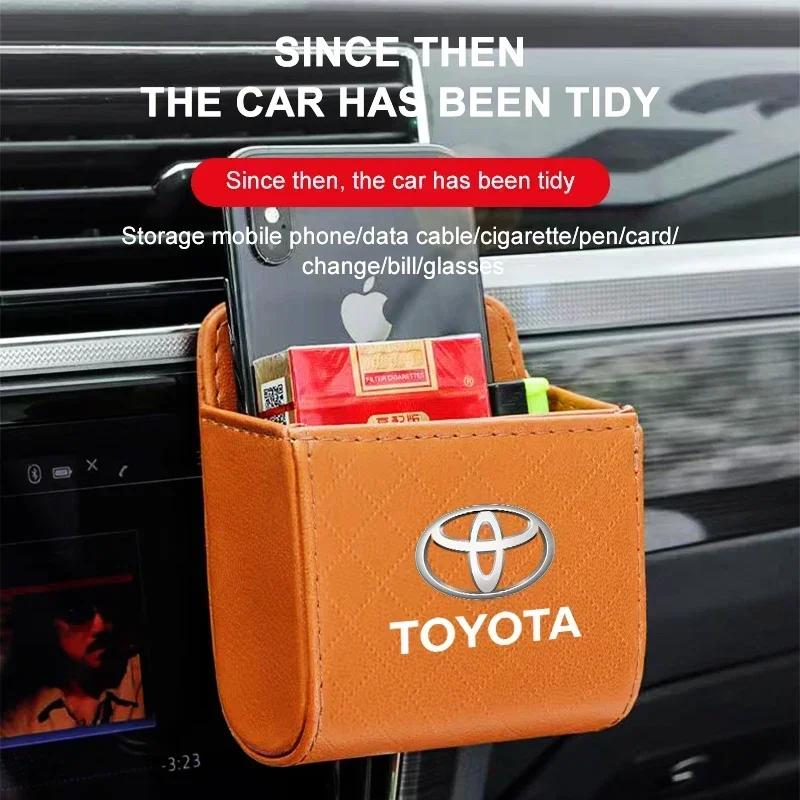 Car Interior Storage Bag Air Outlet Debris Bag Hanging Organizer Box For Toyota Chr Corolla Yaris Rav4 E150 E120 Land Cruiser
