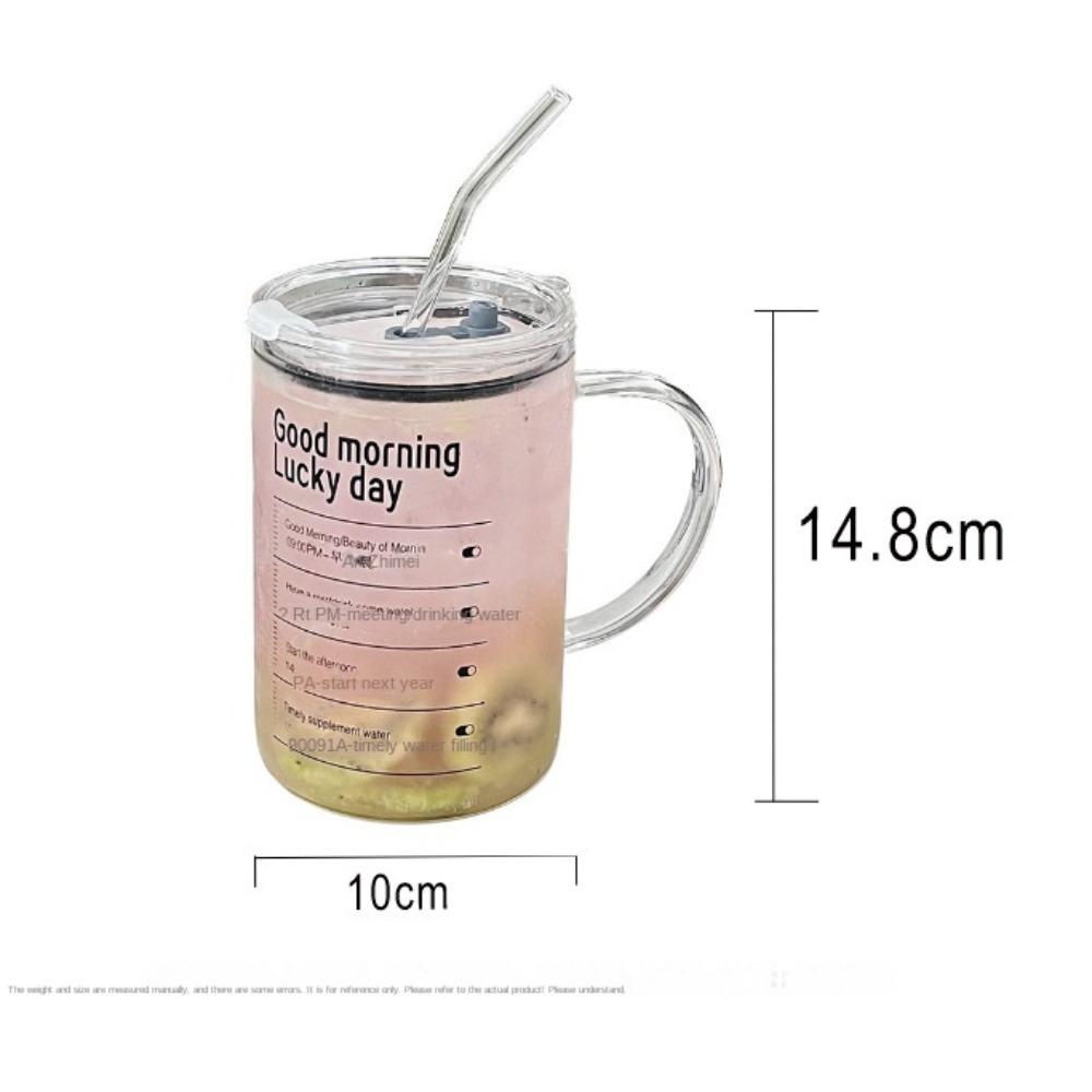 With Lid Scale Water Cup 1000ml Large Capacity Breakfast Cup Gift Straw Glass Cup Home Office