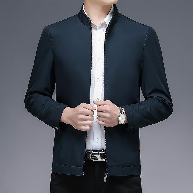 

Деловой Джентльмен Куртка для Мужчин Среднего Возраста Свободного Тонкого Стиля Мужская Одежда Повседневная Куртка с Воротником-стойкой Весна и Осень с Длинным Рукавом 195