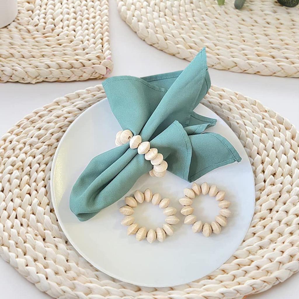 Elegant Napkin Ring Wood Beads Napkin Rings for Dining Table Setting Easy to Use