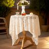 Elegant French White Lace Tablecloth - Solid Polyester, Round/Rectangular/Square Options for Dining and Coffee Tables, Perfect for Home Decor