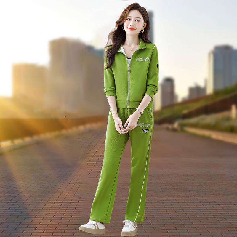 

Женский хлопковый спортивный костюм со стойкой - Стильный облегающий комплект из двух предметов для весны/осени 2025 XL