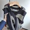 Xiao Wang's Winter Korean Style Plus Size V-Neck Striped Sweater Vest