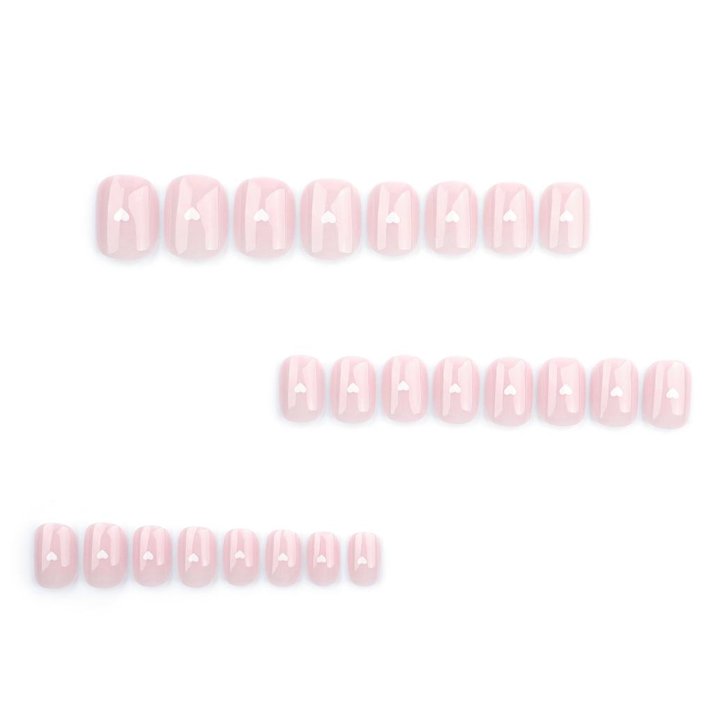 24pcs nude nail art fake nail white small love wearable nails nails nails