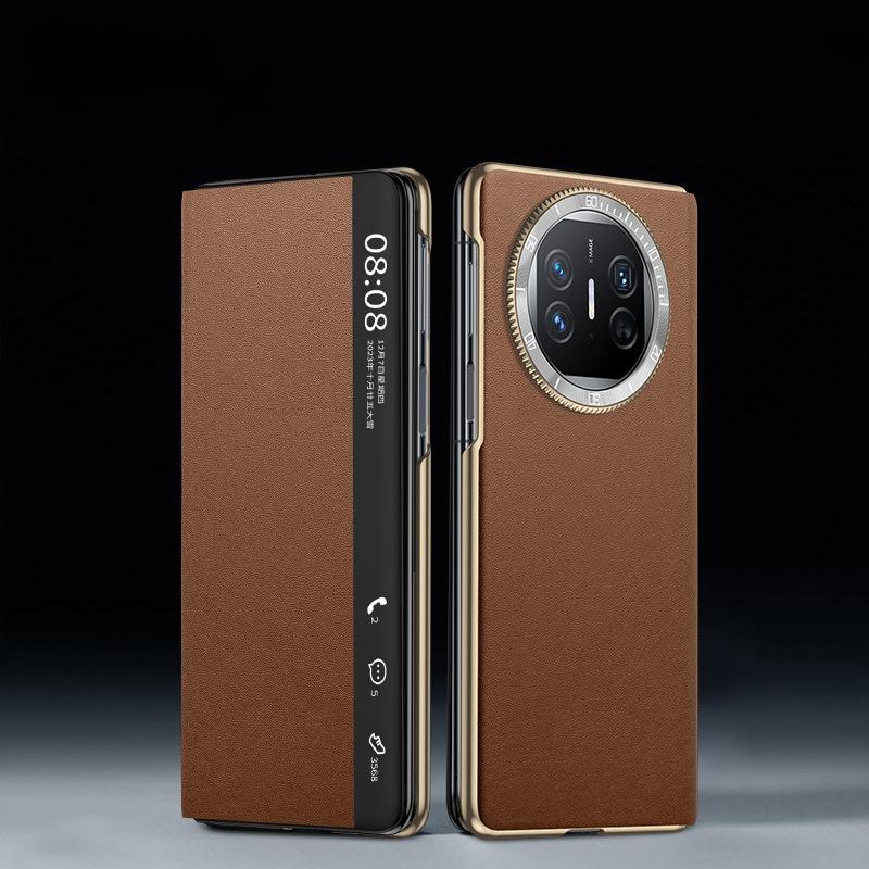 Huawei Matex6 Phone Case, Rotating Decompression Lens X5, Anti-drop X3, Smart Window, Electroplated Men's Leather Case