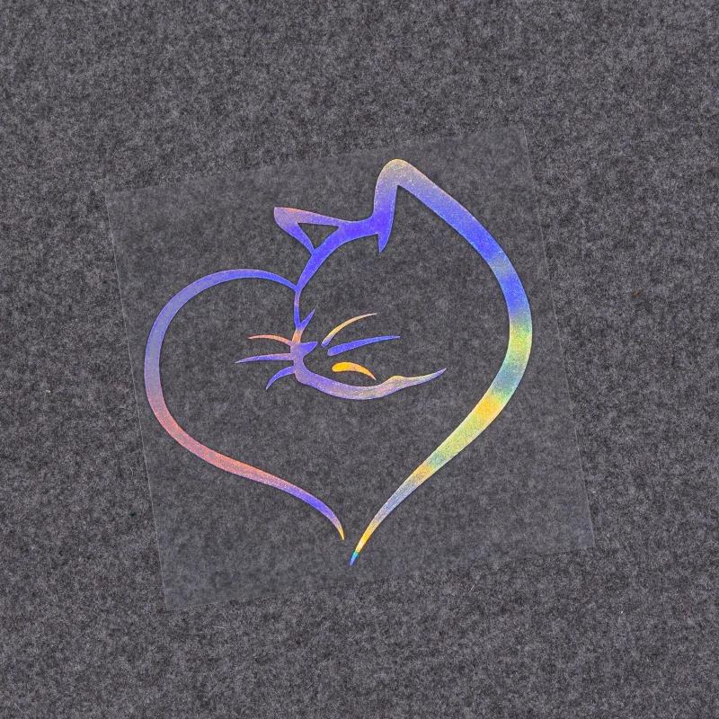 

Креативные наклейки с кошками и сердечками для стайлинга автомобиля, светоотражающие наклейки на автомобиль, забавные виниловые водонепроницаемые наклейки на декор кузова автомобиля 14.6x15CM