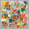 50 Sheets Flower Plant Stickers Cartoon Style for DIY Graffiti, Journals & Tablets