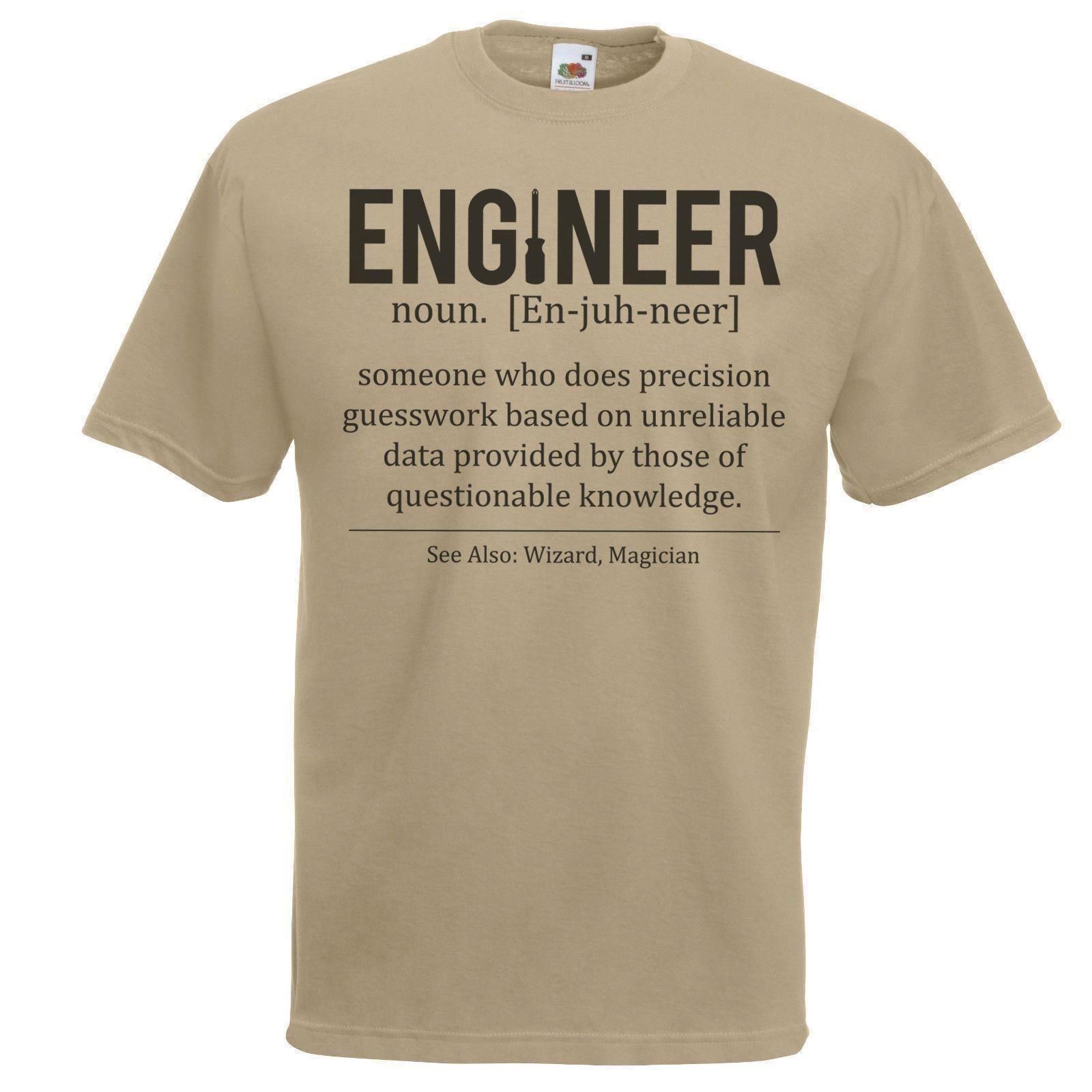 Unisexs Engineer Defined Profession Funny Student Occupation Unisex Khaki TShirt 2XL