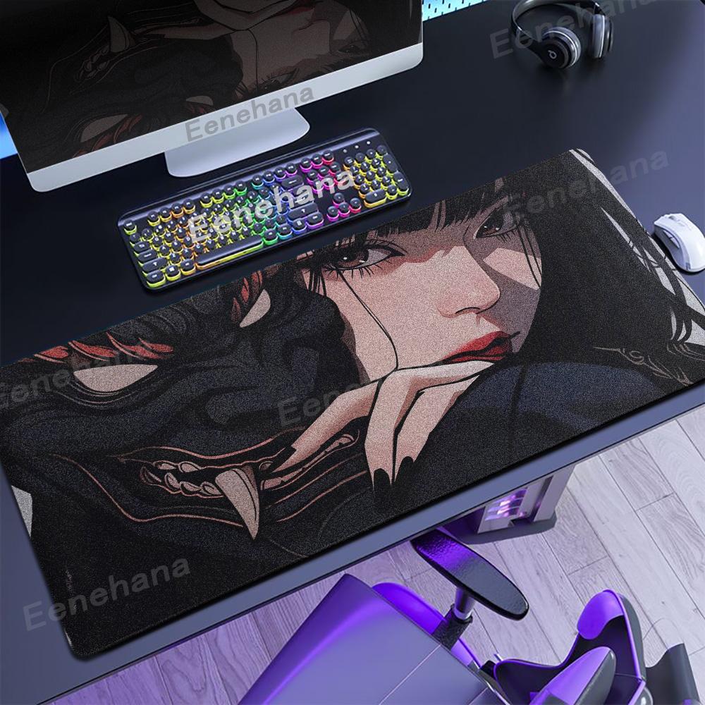 Hot Devil Mask Rubber Mouse Pad Anime Goth Girls Gaming Dark Mats Gamer Locking Edge Computer Mouse Big Office XCM Desk Mat