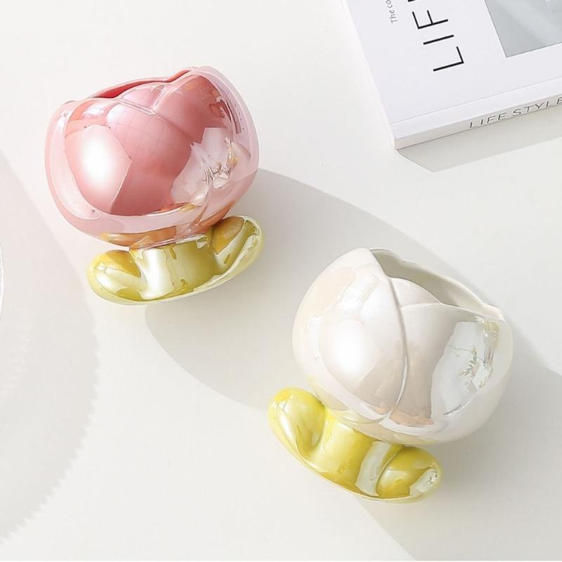 Modische Keramiktassen Wasserbecher Eisbecher Schöne Milchtassen Blume Kaffeetasse Keramikmaterial für Wasser Milch